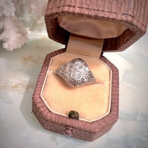Antique Platinum Diamond Vintage Cocktail Ring